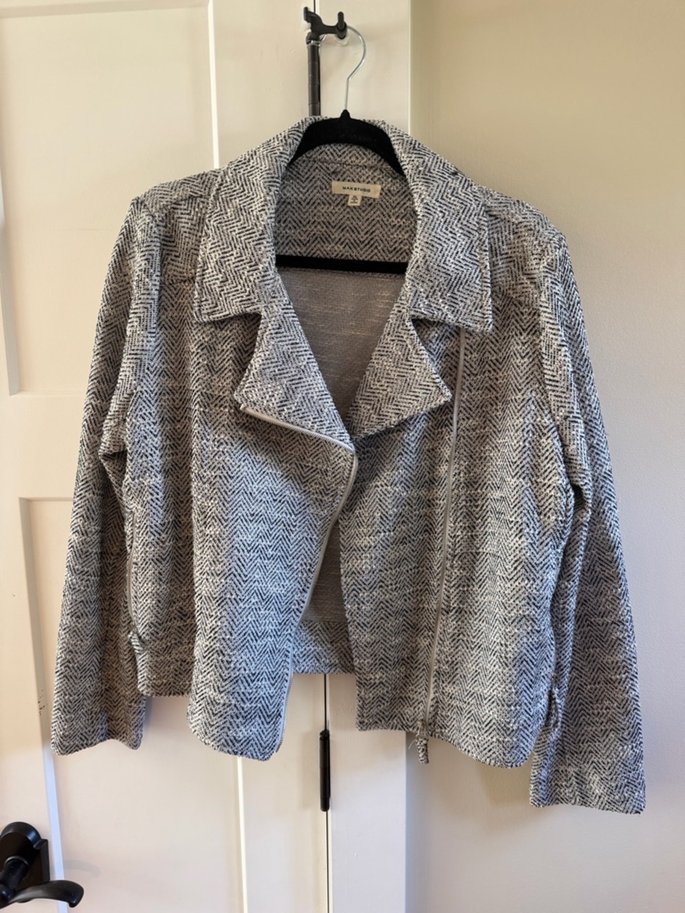 Max Studio Gray Textured Open-Front Blazer Jacket